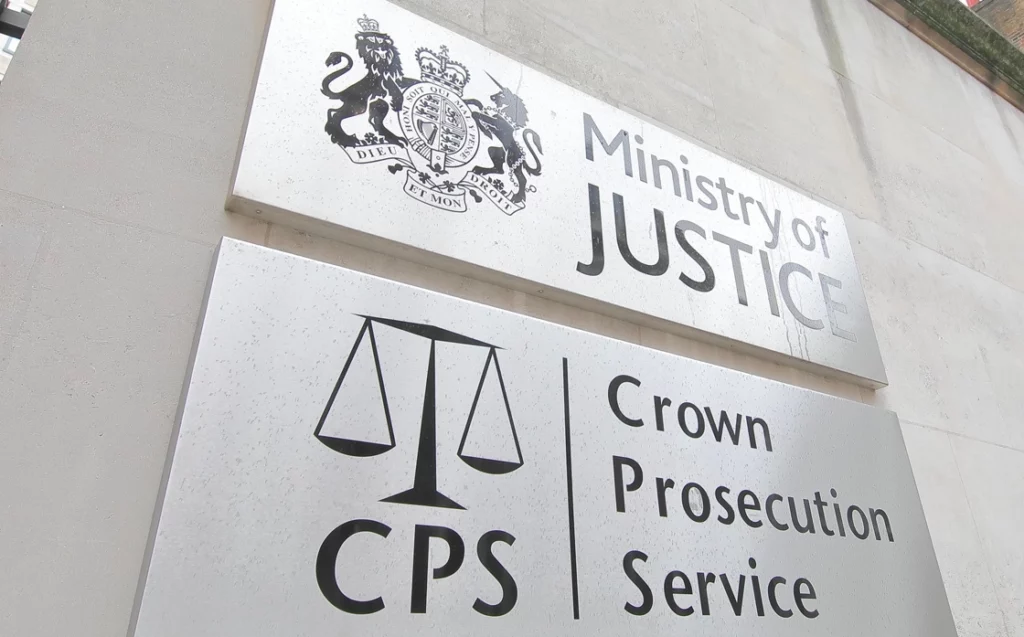 Photo of placard for Ministry of Justice and Crown Prosecution Service