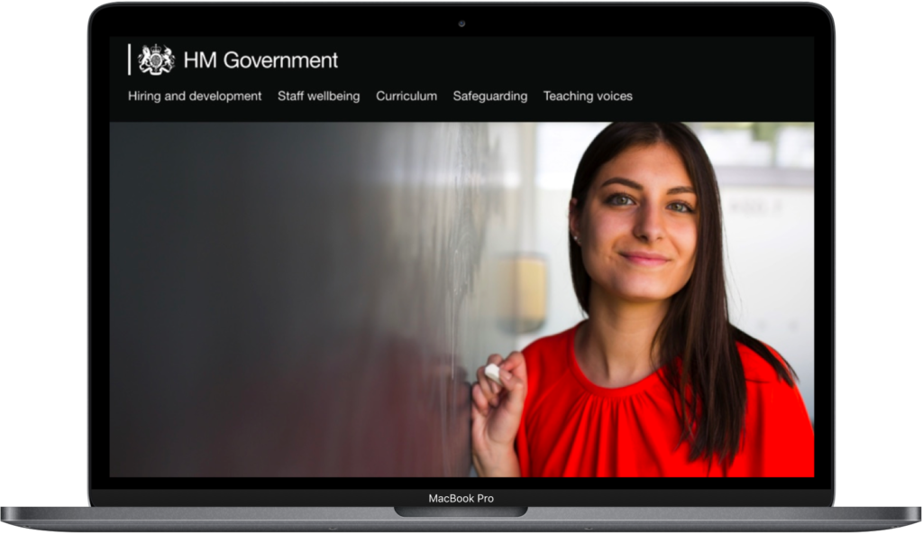 Picture showing a Department for Education website open on a laptop