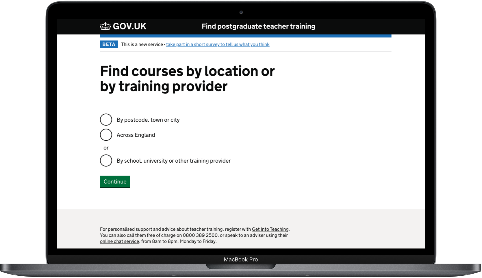 Find courses by location or training provider laptop