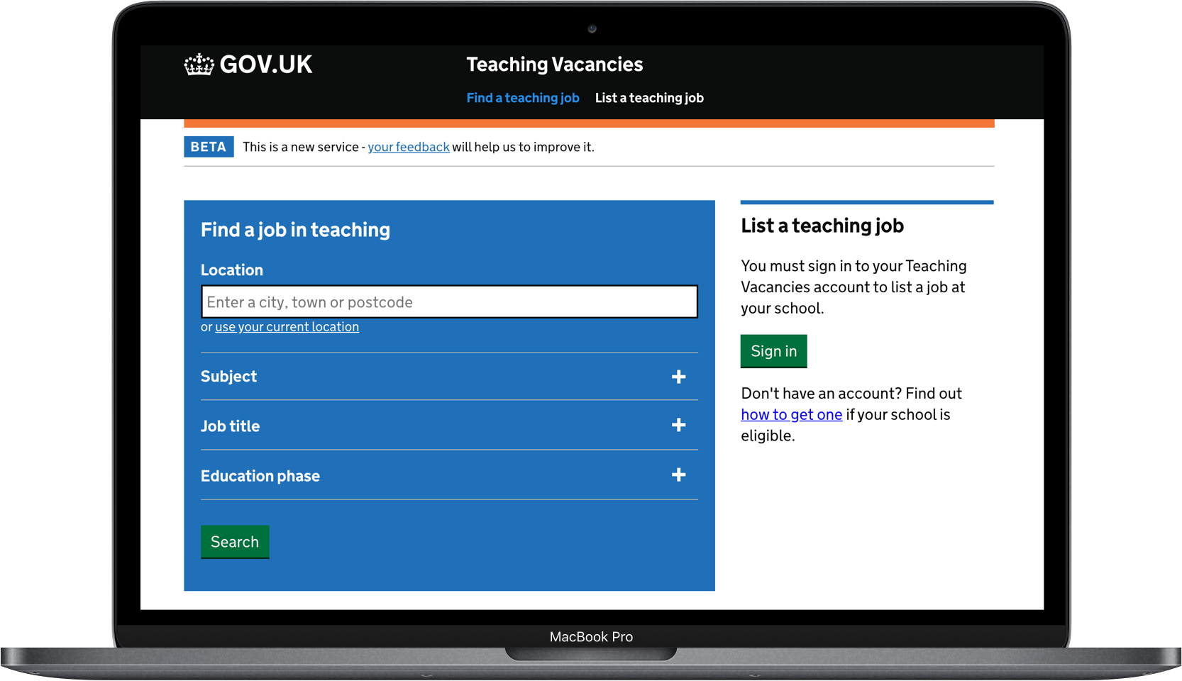 Find a job in teaching laptop