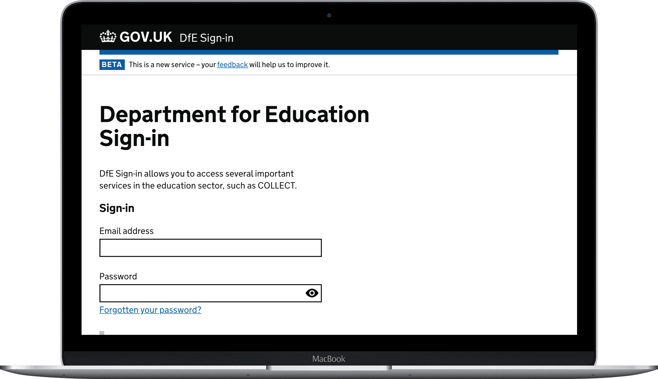 Department for Education laptop