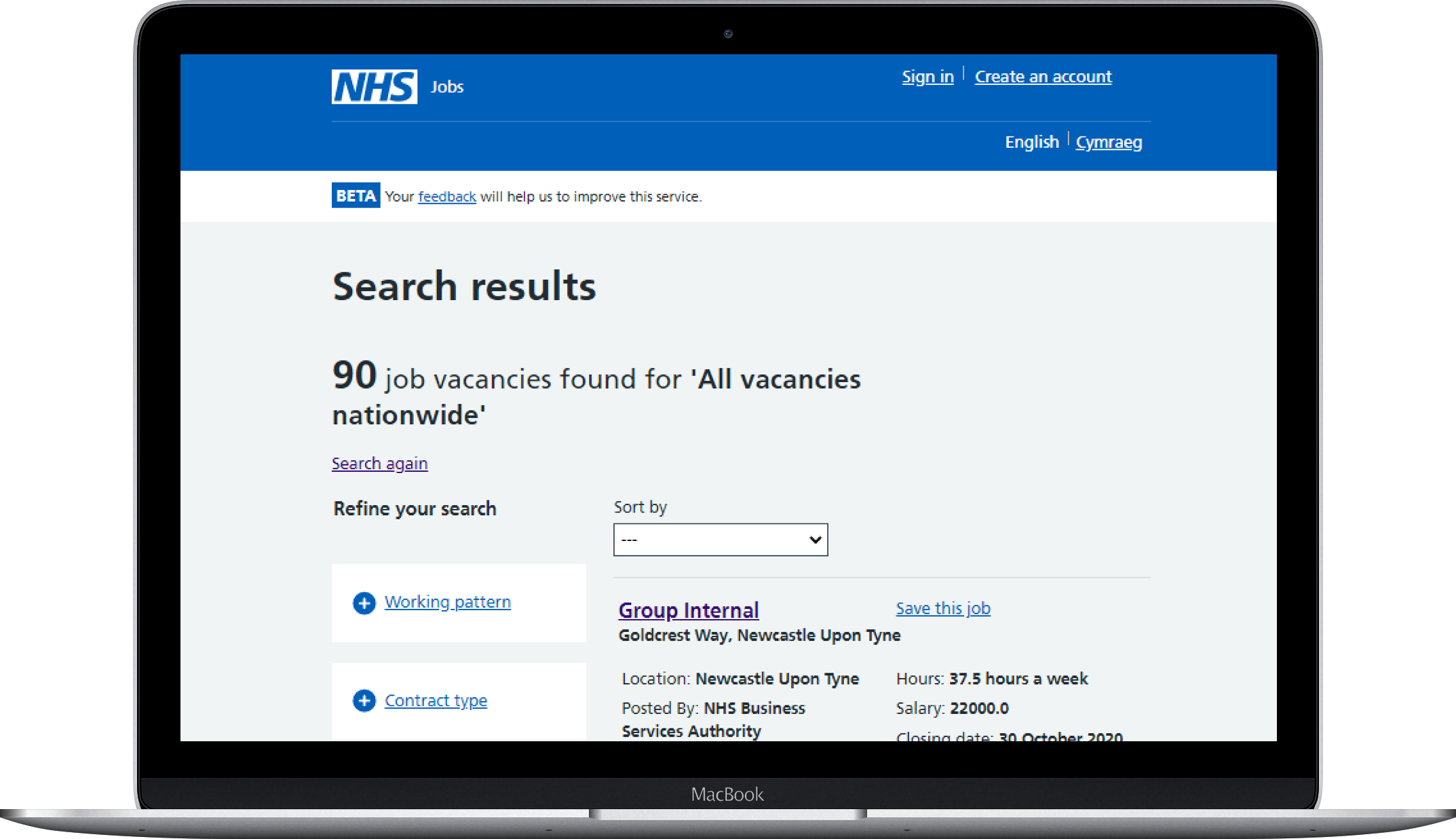 NHS jobs laptop