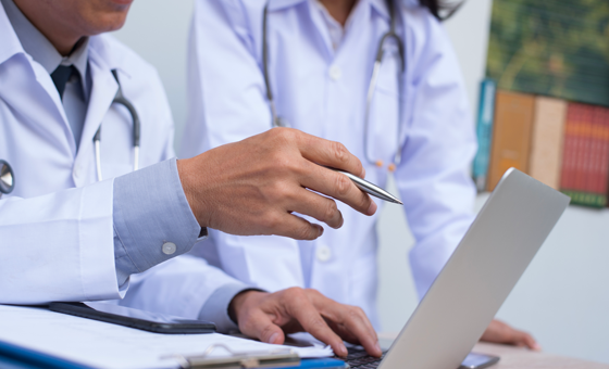 Two Doctors looking at a computer