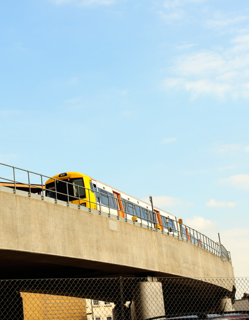 Photo of a yellow train moving