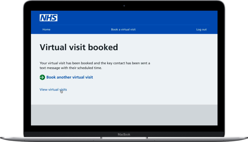 Image showing the NHS virtual visit booked webpage open on laptop