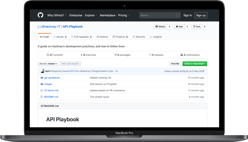 Photo of laptop displaying an API platform