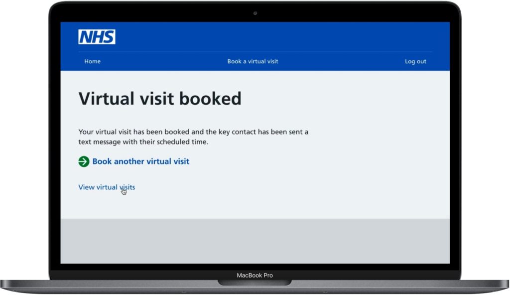 Screenshot of the virtual visits service