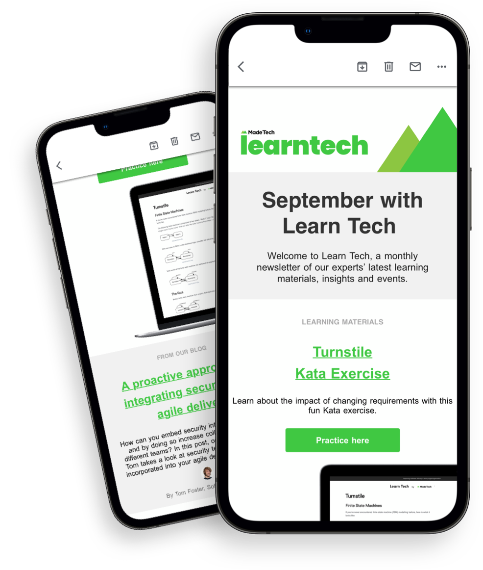 Learn Tech newsletter on phone