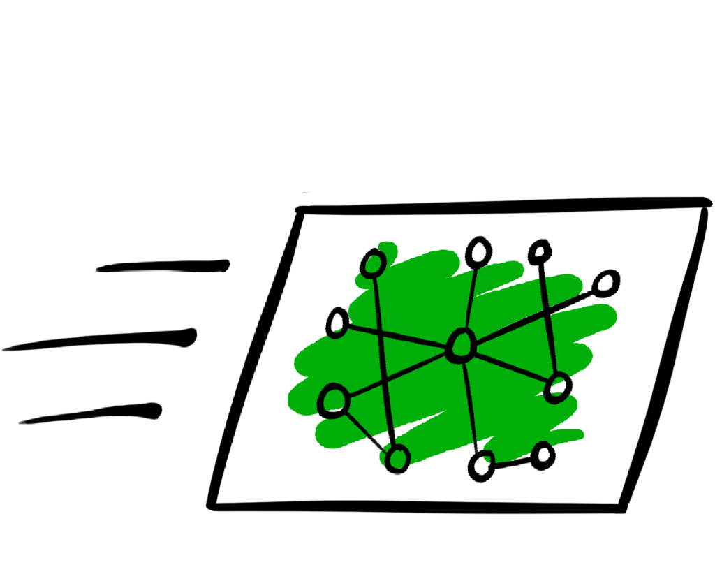 Illustration showing a graph on paper moving at speed