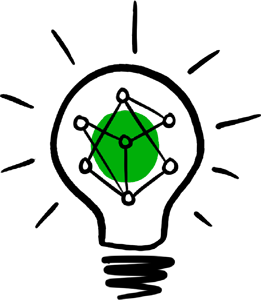 Illustration showing a lightbulb containing a data graph