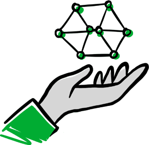 Illustration showing a graph hovering above a hand