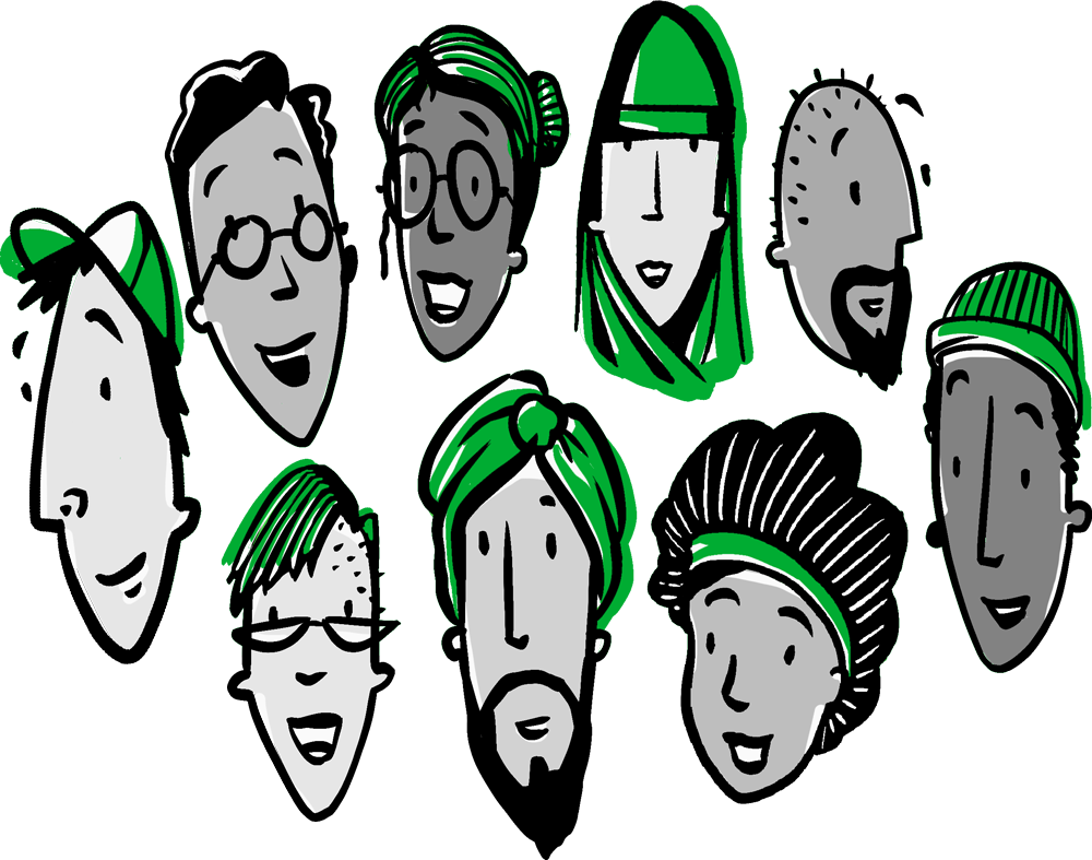 Illustration showing a diverse group of people