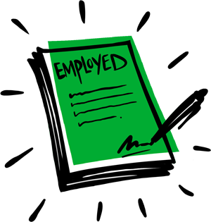 Illustration showing an employment contract being signed