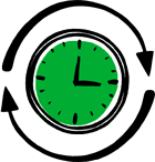 Illustration shwing a green clock