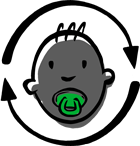 Illustration showing a baby with a pacifier