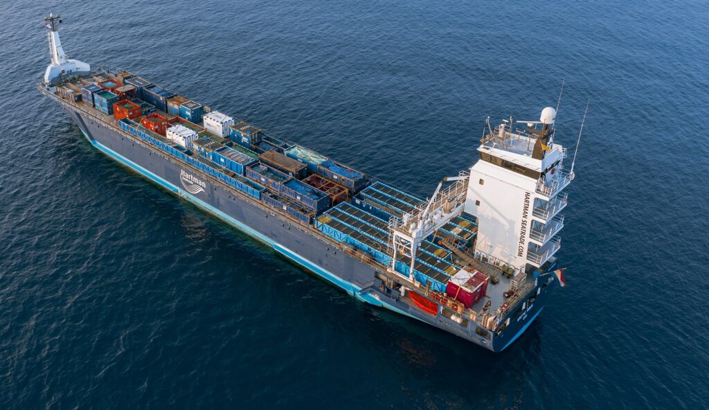 Image of a cargo ship in the ocean