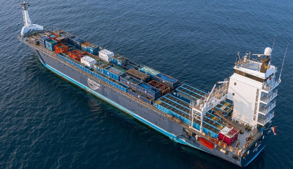 Image of a cargo ship in the ocean