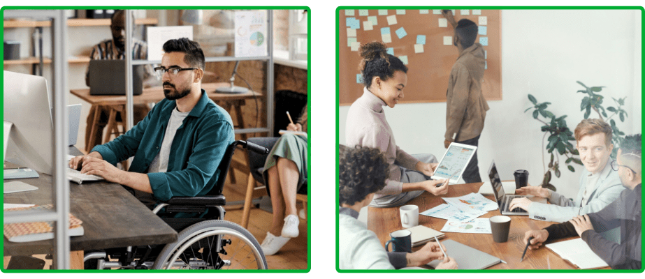 Split image between two office settings