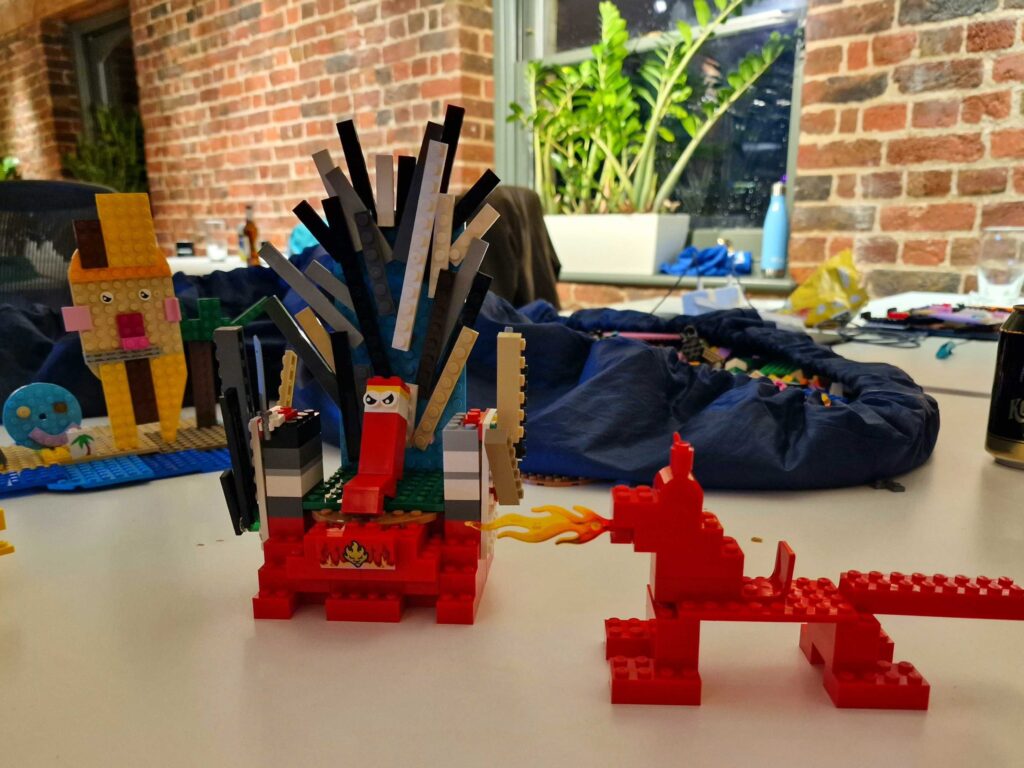 Lego figurines on a table at the old London office